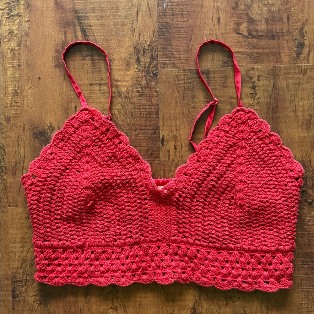 Red Crochet crop top